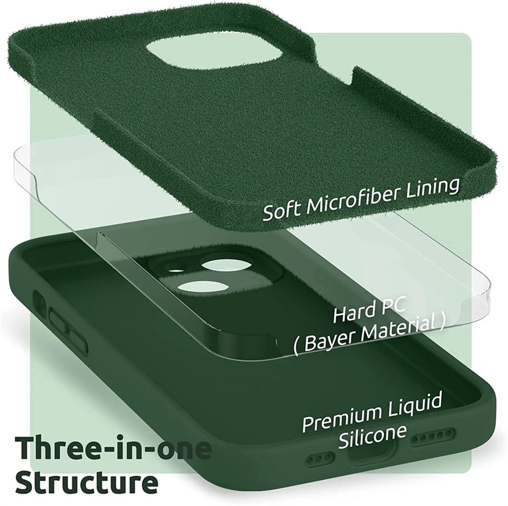 Ультратонкий Нескользящий Чехол Зеленый чехол Для iPhone 17 16 15 14 13 11 12 Pro Max Mini Air Защита Камеры Линза Простой Чехол для Телефона