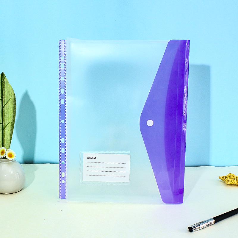 Прозрачный файл-папка A4 на 11 отверстий с кнопкой-застежкой и держателем для карт - Цветной органайзер для документов для студентов