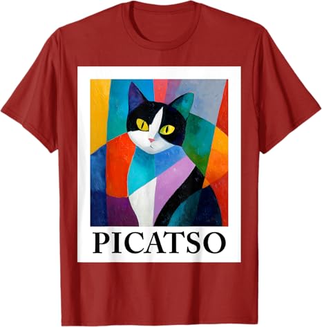 Colorful Cubist Cat Art Design  Funny Abstract Picatso TShirt Humor Kitty Pop Personality Graphic Outfit Y2k Design Saying Tee