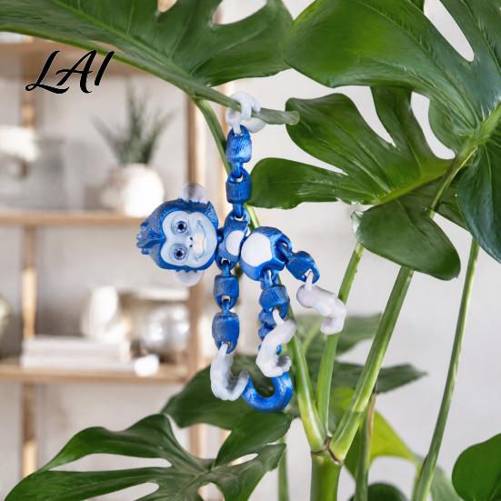 Desktop Ornament for Office 3D Printed Articulated Monkey Fidget Toy Movable Joints Animal Toy Colorful Metallic Textured Toys Kids Adults Creative