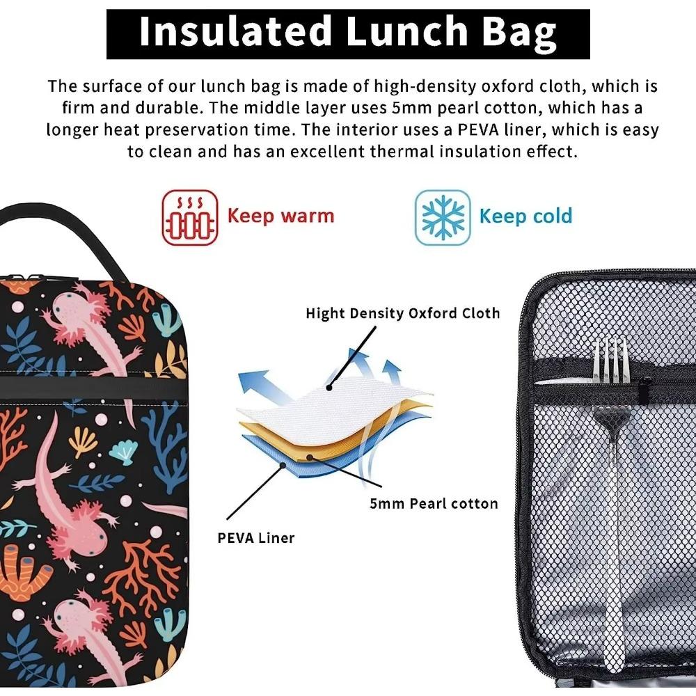 Axolotl Lunch Box многоразовый изолированный ланч-бокс термохолодильник Bento Tote для мальчиков девочек школ мужчин женщин пикника путешествия похода