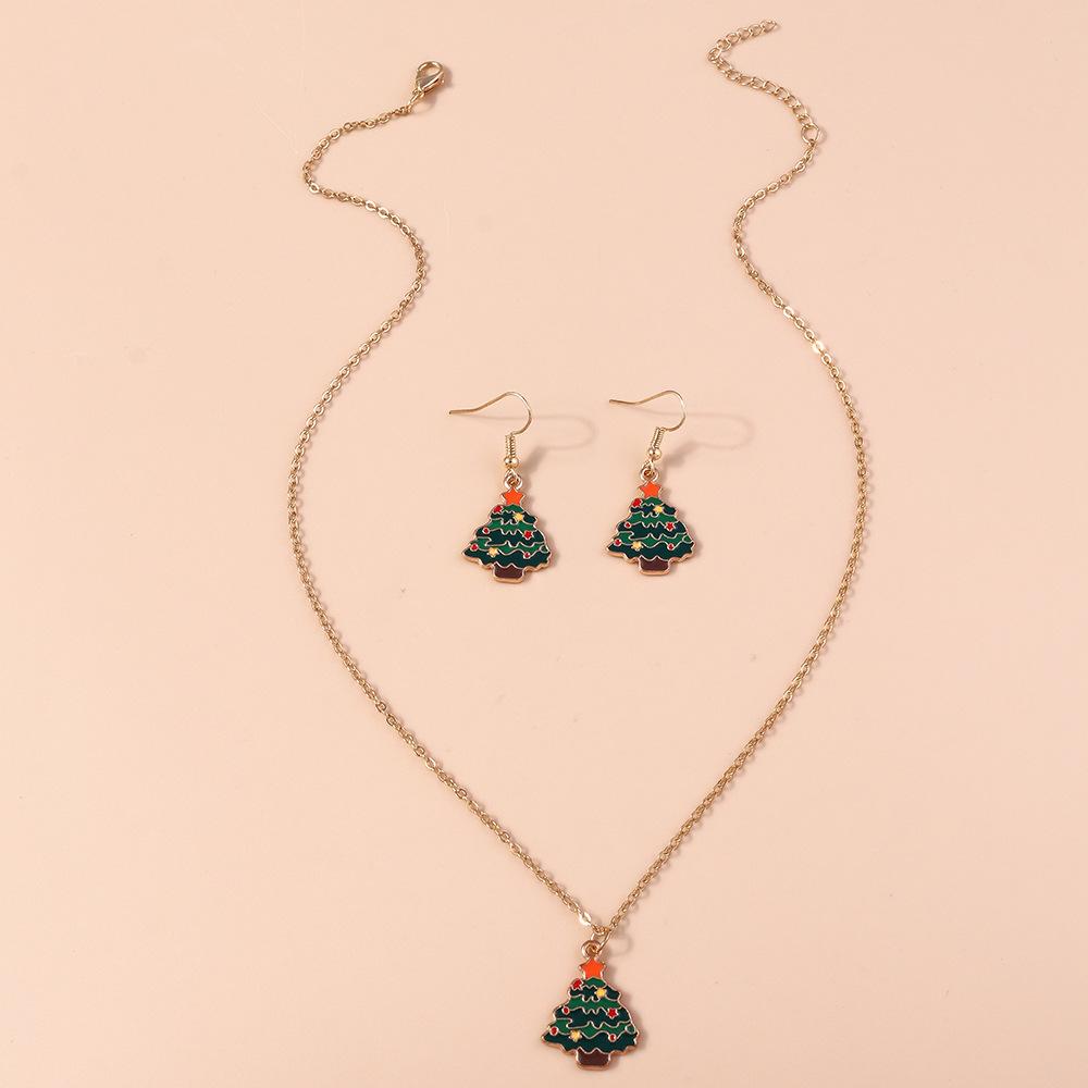Рождественская елка серьги подвески снеговик женщины леди девушки цепочка ожерелье серьги