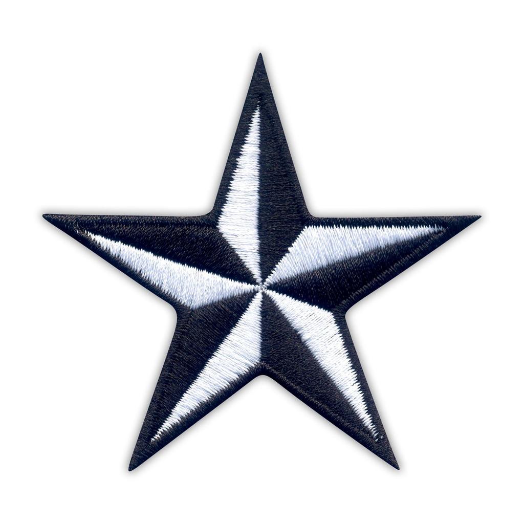 Patchion Sailing Star - black / white - Magnetic Backing - Embroidered Patch/Badge/Emblem