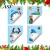 Waterproof PVC Winter Ornaments Christmas Window Stickers Static Cling, Santa/Reindeer/Snowmen/Elves Print, Cute Cartoon Art Decal for Glass