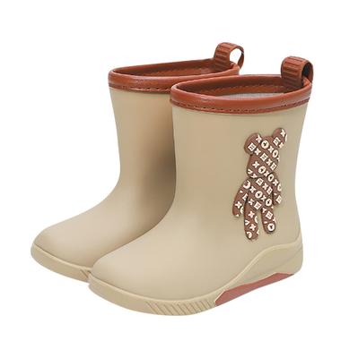 Детская непромокаемая обувь с изображением медведя, нескользящие, износостойкие, непромокаемые сапоги, теплая обувь для воды с мягкой подкладкой, резиновая обувь для маленьких детей