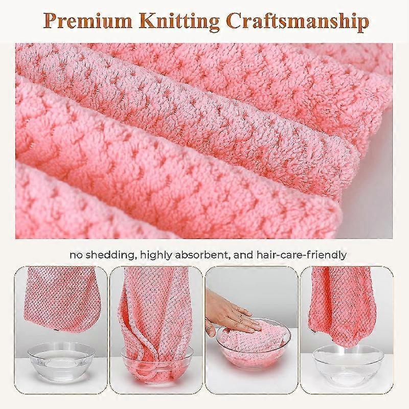 4-pack coral fleece women's hair towel wrap, wet hair reversible blow dry towel