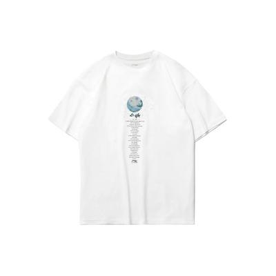 Футболка мужская Li Ning Sport Fashion Series с круглым вырезом и коротким рукавом и принтом в виде планетарных букв, белая AHSR161-2