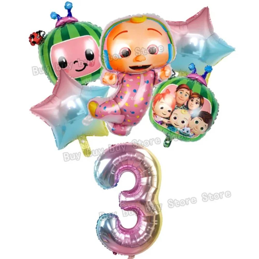 Cocomelons Baby Boys Girls Party Decoration Number Balloons Set 0-9 Cartoon Baby Showers Ornament Birthday Balloon Photo Props