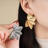Серьги-гвоздики из нержавеющей стали с металлическим цветком и листом для женщин 2026 Новые Модные Серьги для Повседневного Ношения Бижутерия для Женщин Оптом