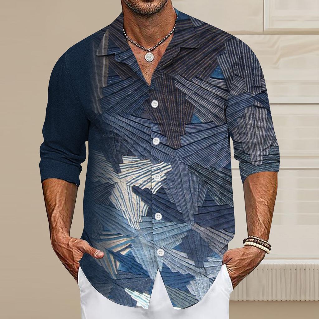 Мужская летняя новая свободная рубашка с длинным рукавом с принтом, кардиган, пляжная рубашка