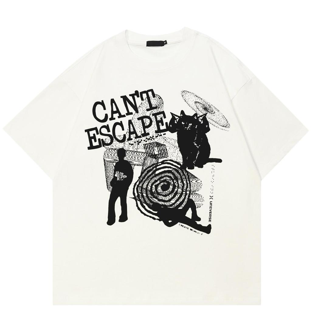 Streetwear Cartoon Cat Graphic T-Shirt Cotton Unisex Tops Tees Summer Short Sleeves T Shirt