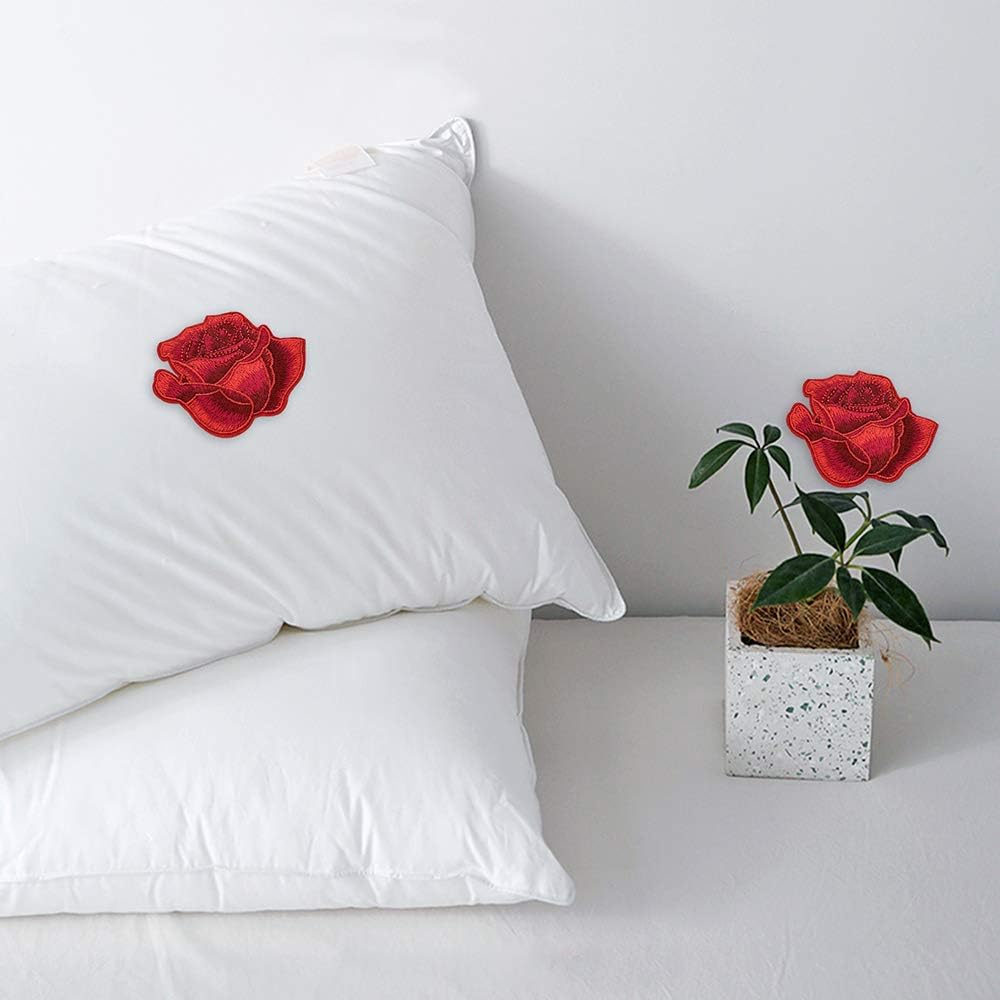 5 шт. наклеек с красной розой, нашивки для одежды, шляп, обуви, вышитые аппликации для ремонта своими руками