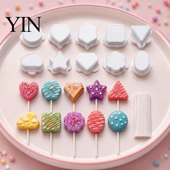 Kitchen Gadgets for Cake Pops 10PCS Pop Mold Set, Heart/Cloud/Star/Square/Round Shape, PLA Press-forming Baking Custom Shape Snack Molds Supplies, DIY