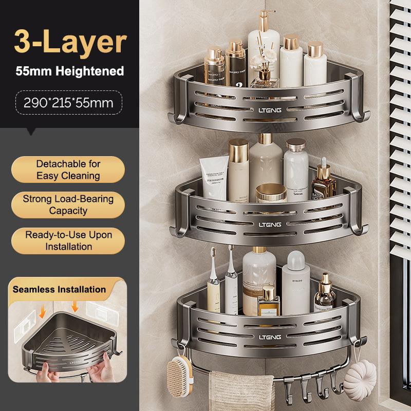 Corner Shower Shelf with Suction Cups 1-Pack Stainless Steel No-Drill Anti-Rust for Easy Bathroom Organization