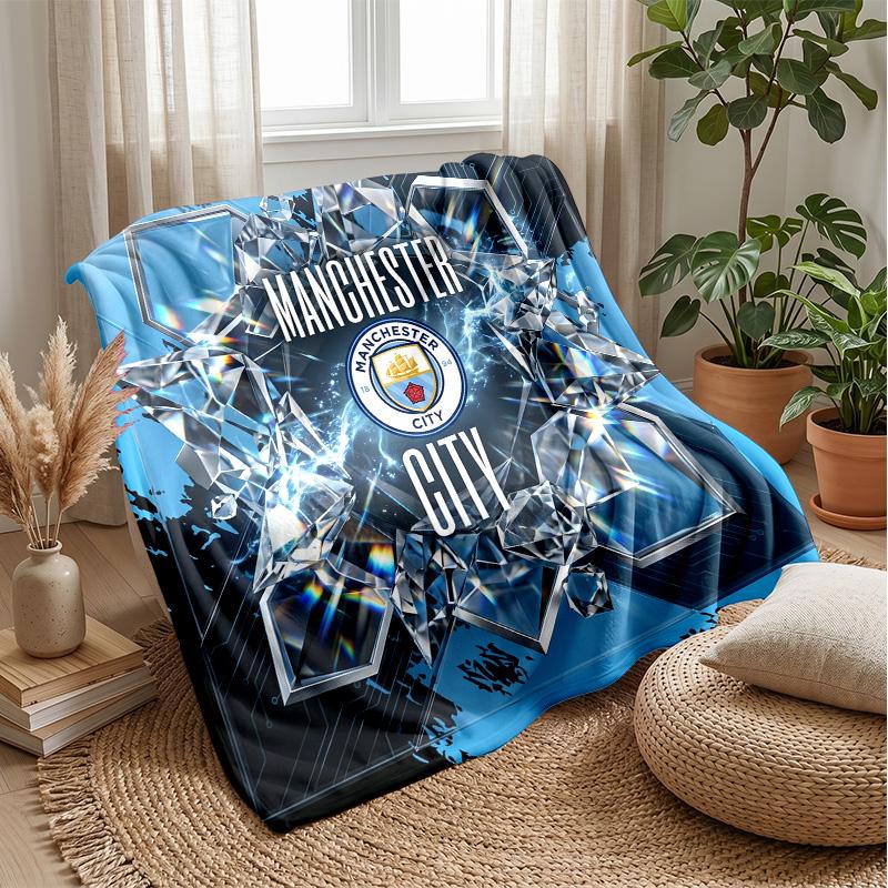 Manchester City Theme blanket Soft Flannel Blanket Plush Throw Blanket Cozy Sofa Bed Blanket for Home Decor