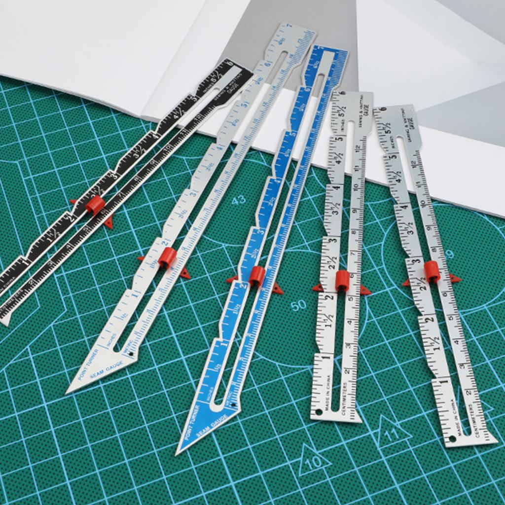 Sewing Gauge Metal Fabric Quilting Ruler Hem Measuring Gauge Sewing Measuring Tool for Fabric Knitting Sewing Hemming