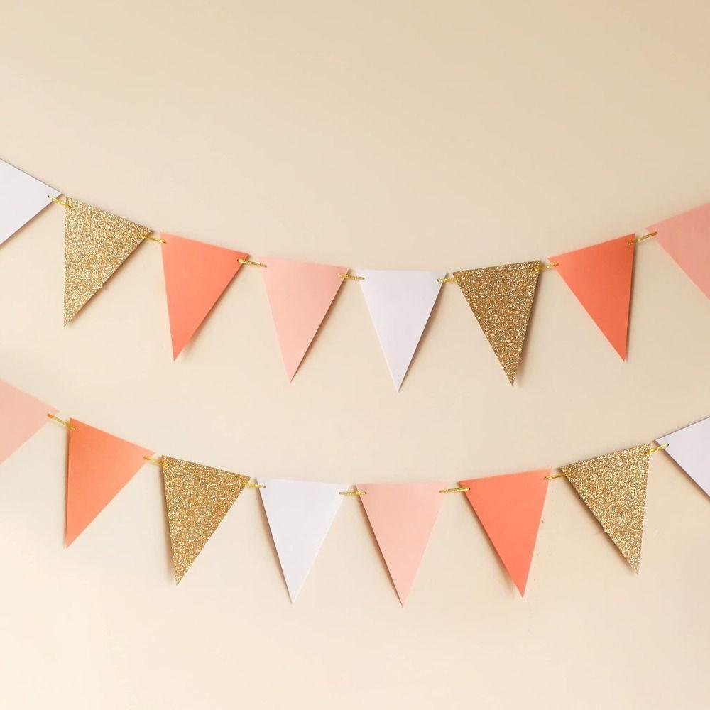 1 Набор Украшение для Свадебной Вечеринки Невесты Золотой и Зеленый Бантинг Новые Треугольные Флажки Декоративный Реквизит