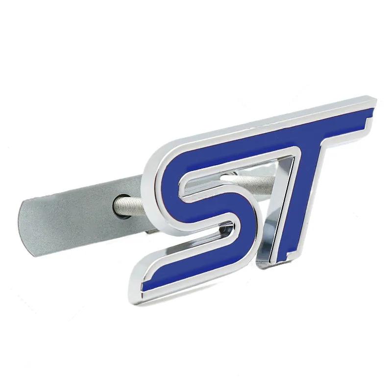AJF1 3D Metal ST Front Grille Emblem Badge Car Rear Trunk Auto Sticker For Ford Focus Mondeo Fiesta Edge Escort MK2 MK3 MK4 MK5 MK7