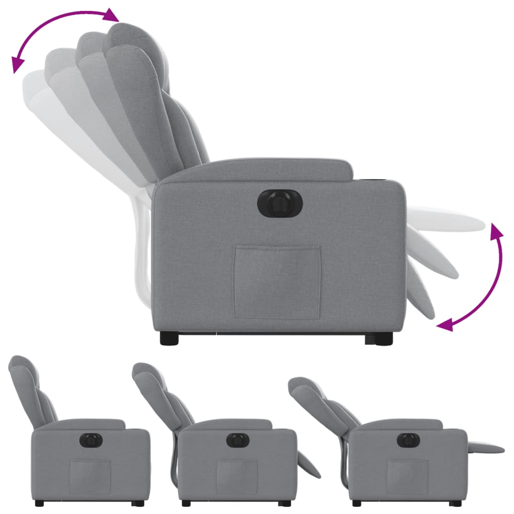 Electric Recliner Chair with Rising Function Light Grey Fabric