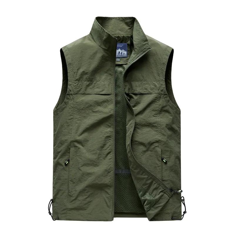 Men's Lightweight Stand Collar Zip Up Vest with Mesh Lining Outdoor Sleeveless Jacket for Hiking Travel