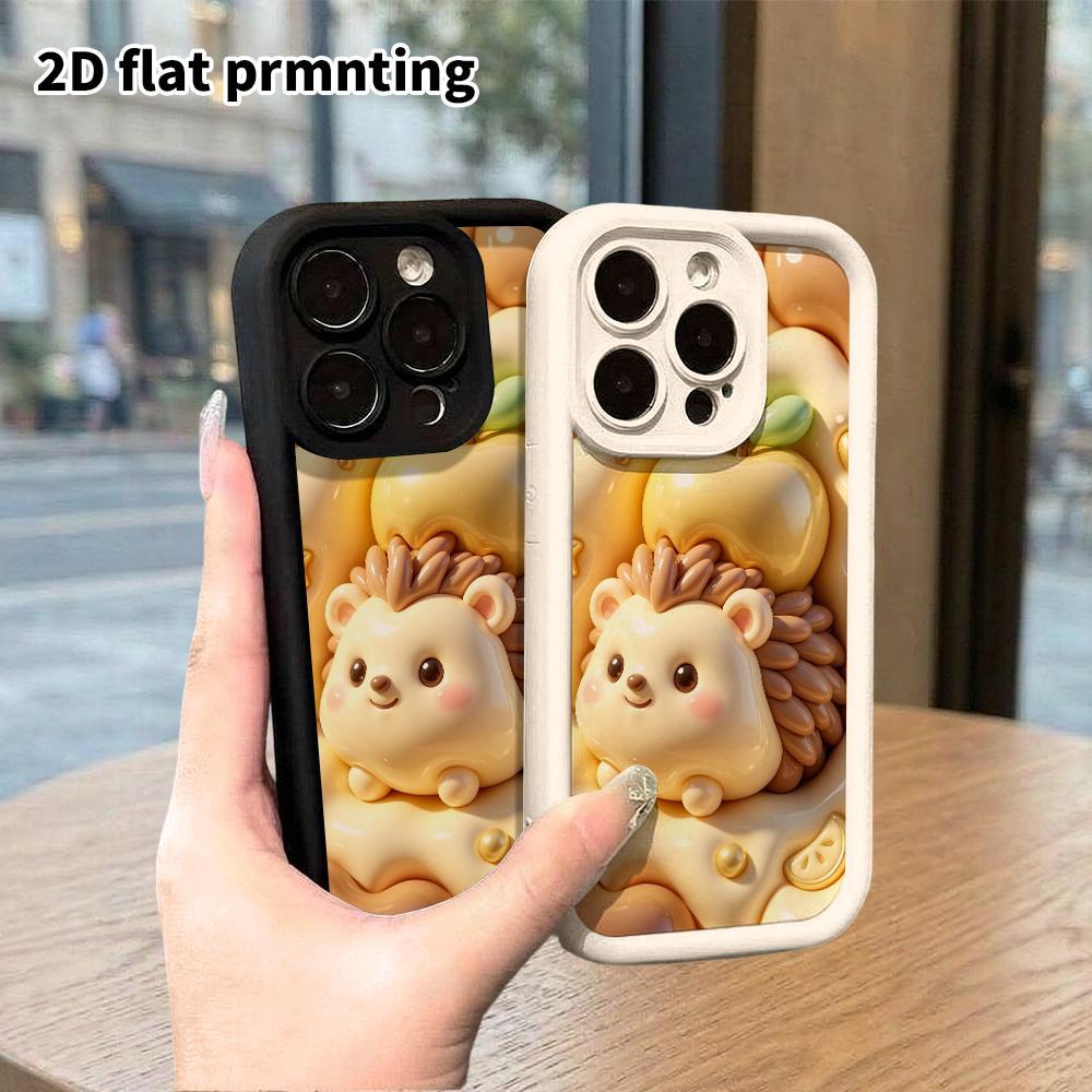 Чехол для телефона: Плоский 2D дизайн, подходящий для защитного чехла iPhone 18 17 16 15 14 13 Pro, с маленьким ежиком Apple на задней стороне, идеальный праздничный подарок п