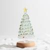 Glass Christmas Tree Mini Tabletop Xmas Tree Figurine with Star Topper for Winter Holiday Table Mantel Shelf Home Decoration