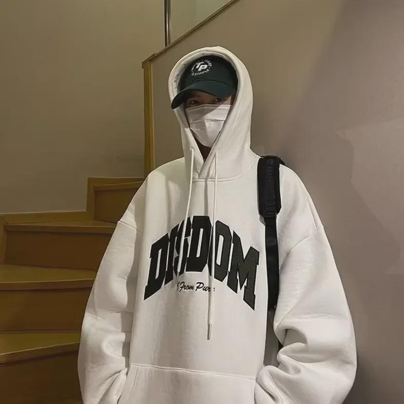 American Trendy Brand Men's Letter Print Hooded Sweatshirt - Autumn/Winter Loose Casual Pullover Hoodie Versatile Jacket