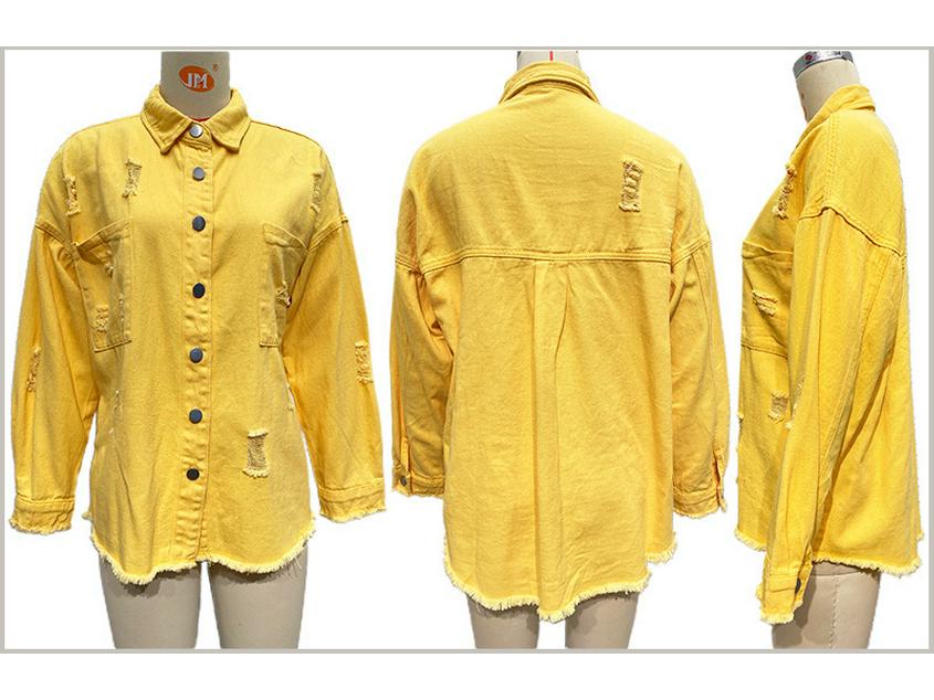 Джинсовая куртка с потертостями и разрывами в европейском и американском стиле для женщин 2025 года