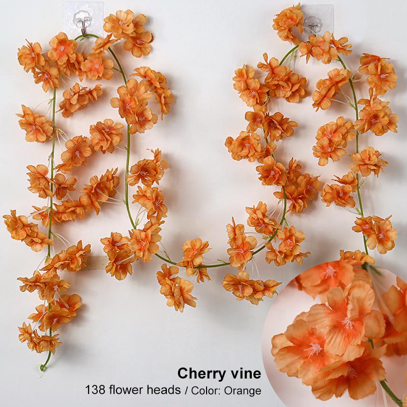 186 см искусственные цветы вишни, цветущая гирлянда, подвесная лоза, шелковая гирлянда сакуры для свадьбы, садовая арка, настенная домашняя вечеринка, декор