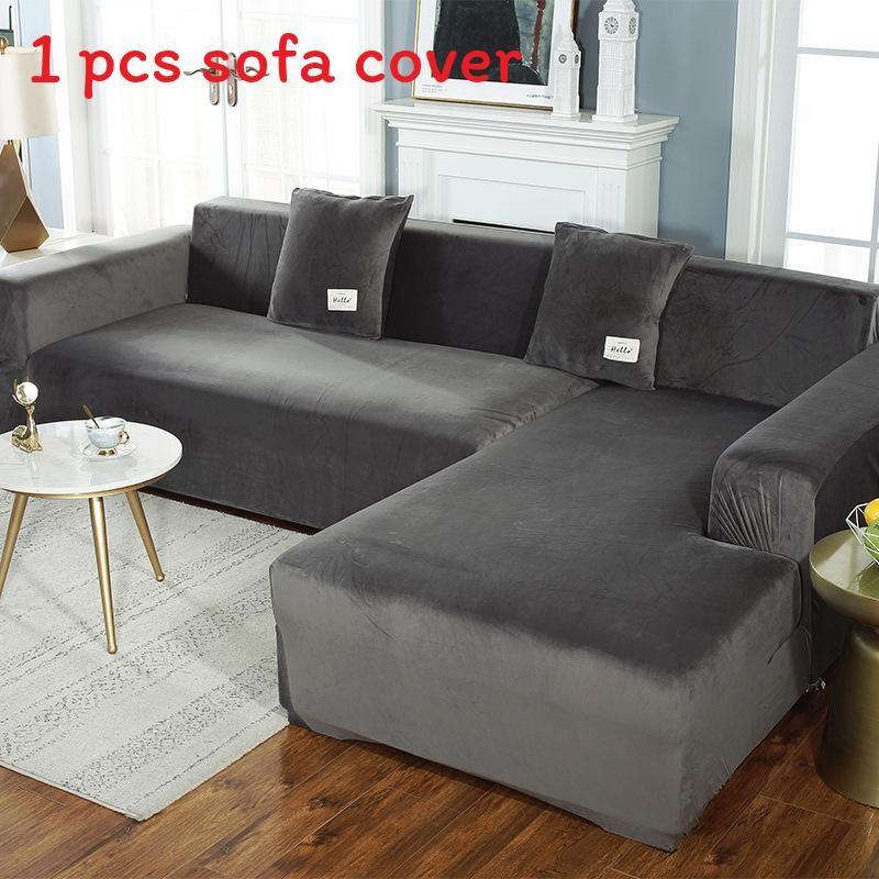 Simple Solid Color Plush Surface Sofa Protection Cover With Anti Slip Strip For Household Protection