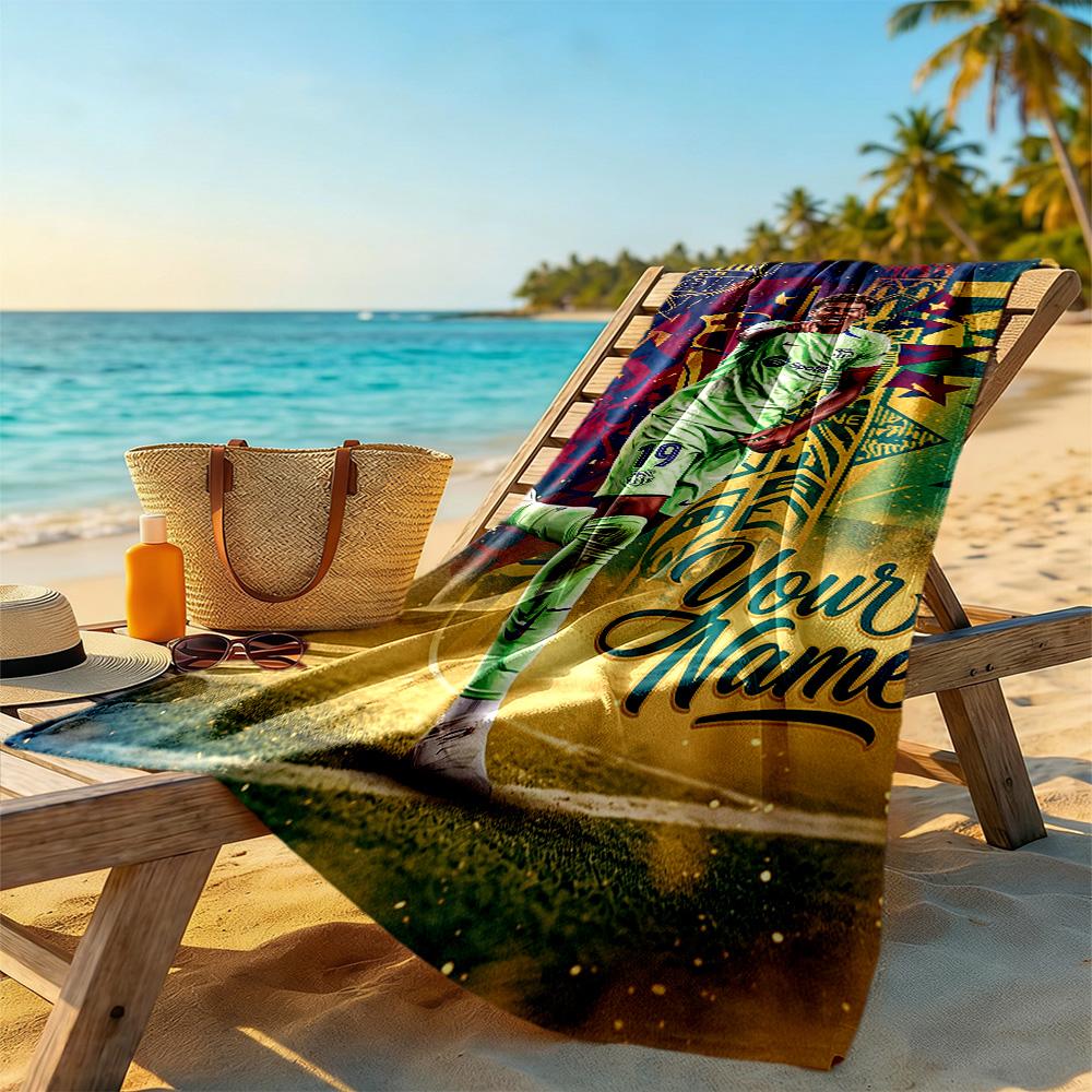 Lamin Yamal Customize Your Name Beach Towel Quickdry Soft Microfiber Perfect For Traveling Yoga Camping And Swimming