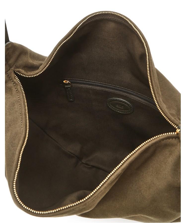 Athe Vanessabruno [Feve] Khaki Suede Fabric Febe Shoulder Bag M Aaba5F105K2