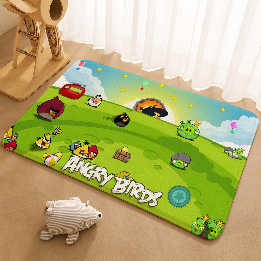 Коврик для пола с игрой Angry Birds, мягкий фланелевый, нескользящий коврик для двери в гостиную