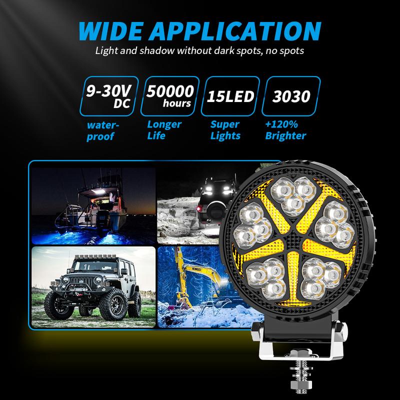 4-дюймовые черные круглые дневные ходовые огни Knigh, модифицированные светодиодные рабочие фары, фары для внедорожников, квадроциклов, внедорожников, 4X4, фары, мигающие