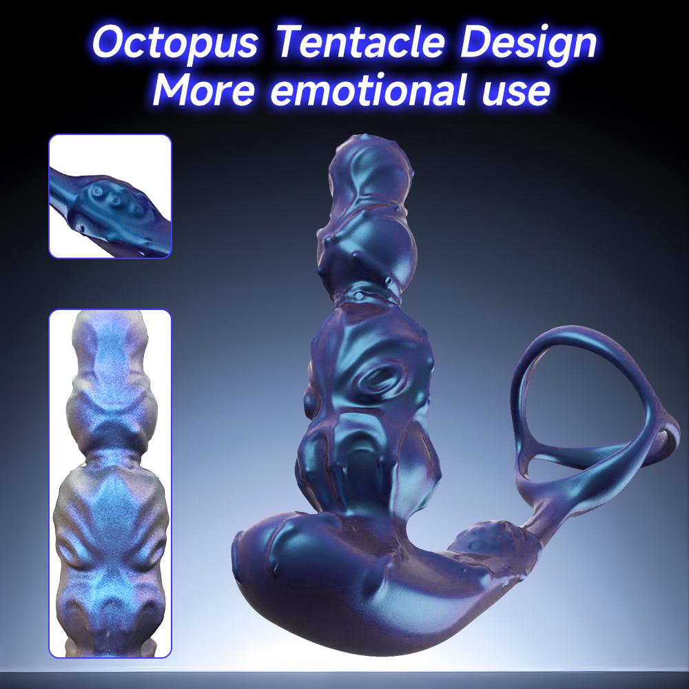 Silicone Penis Ring, Anal Plug, and Vibrator 3-in-1, Prostate and Anal Stimulation Masturbator, Male Adult Sex Toys, Sex Toys