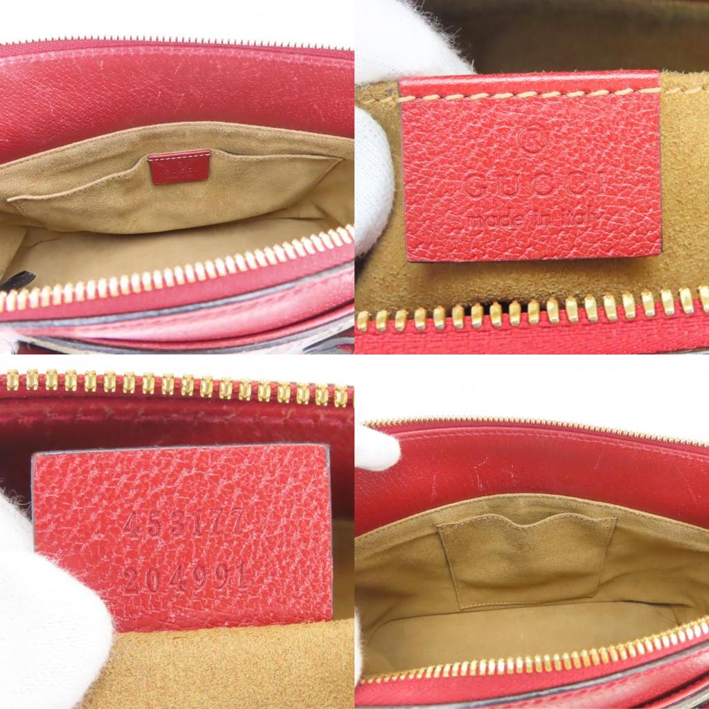 Used GUCCI Handbag Tian 453177 GG Supreme Canvas Red beige Shoulder