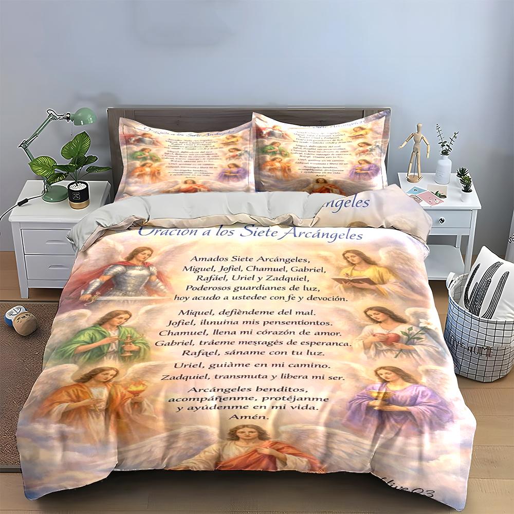Seven Archangels Prayer Bedding Set 3PCS Bedding set (1 duvet cover, 2 pillowcases, duvet not included)