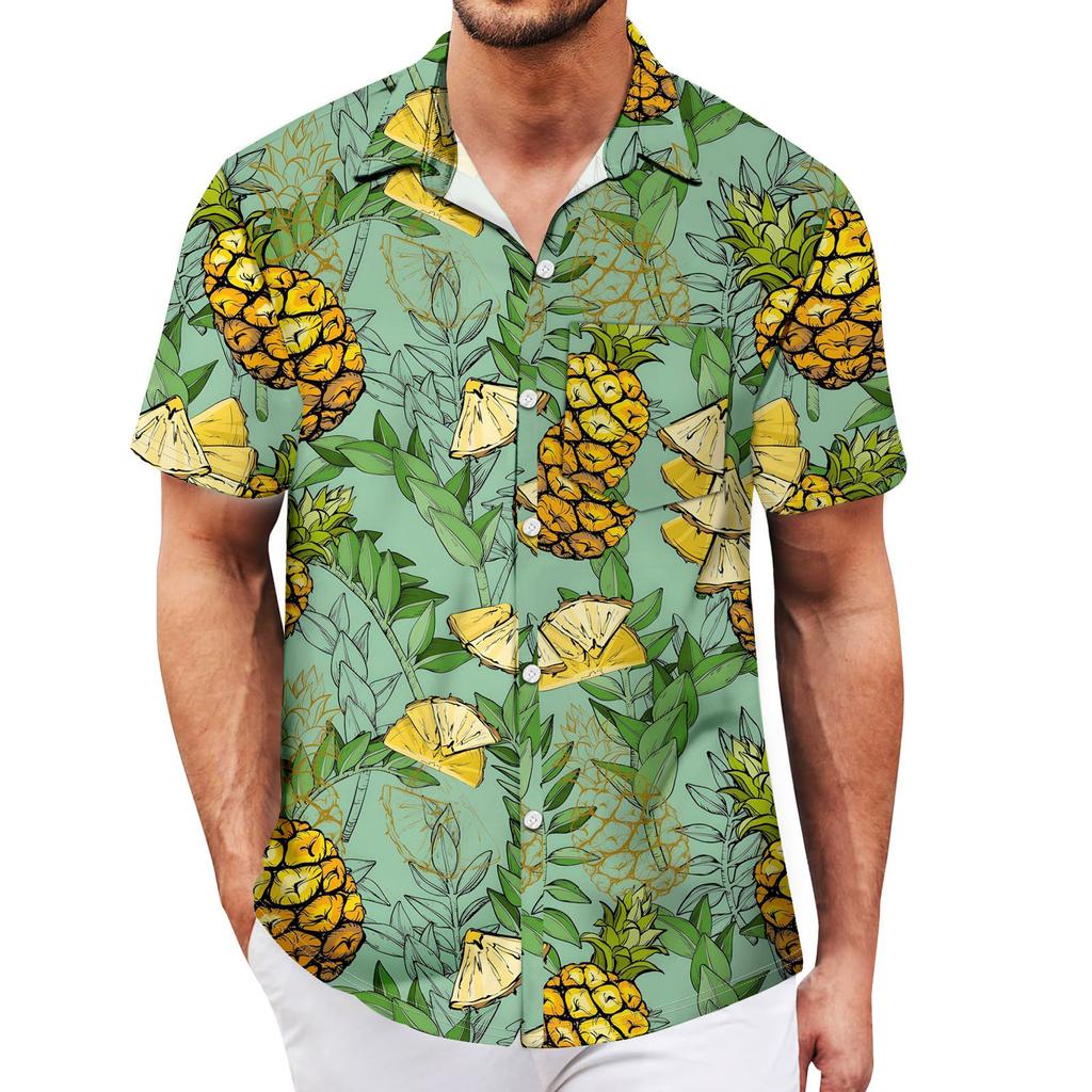 Мужские винтажные рубашки для боулинга на пуговицах с коротким рукавом, летняя пляжная рубашка