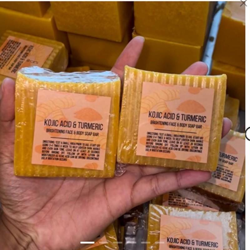 European & American Turmeric & Lemon Kojic Acid Ginger Soap - Cleansing Handmade Bath Soap