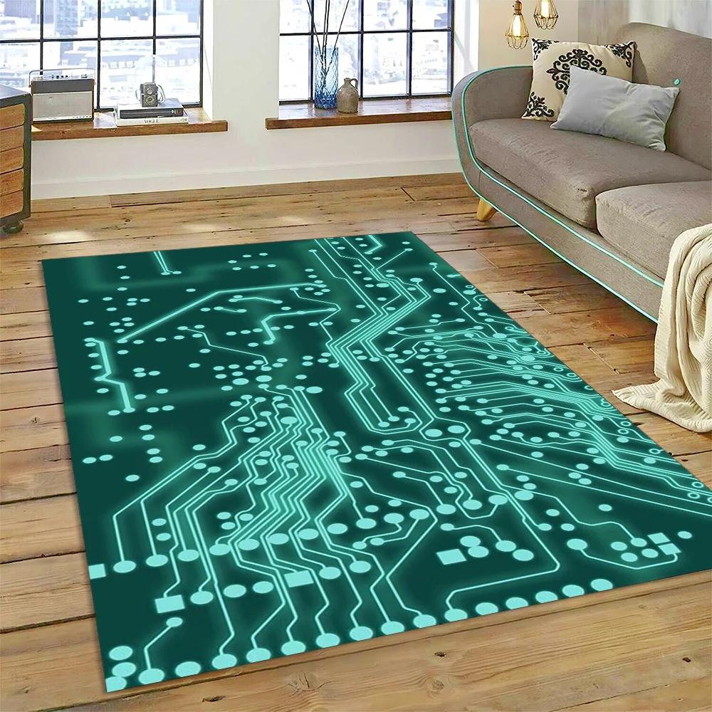 3D ковер с рисунком микросхемы для дома, гостиной, спальни, дивана, прихожей, кухни, коврик для игровой зоны детей, нескользящий коврик для пола