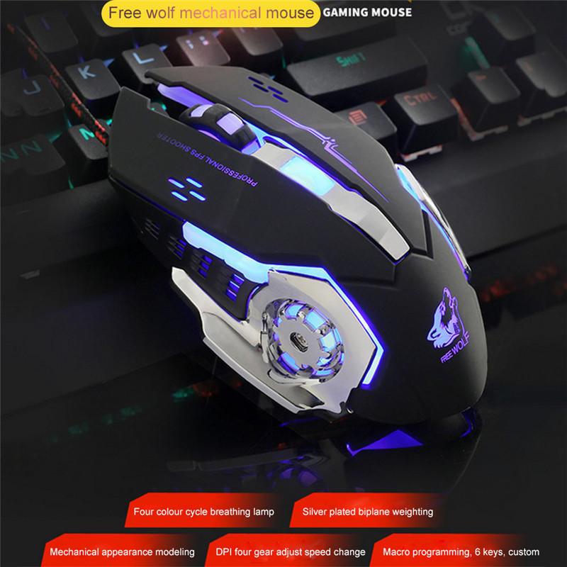 Механическая игровая мышь Проводная Светящаяся Макро-определение Поедание курицы Настольная USB 3200 точек на дюйм
