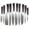 2024 New Wood Handle Fruit Knife Damascus Laser Grain Set Meat Slicer Chef's Knife Santoku Knife Combination