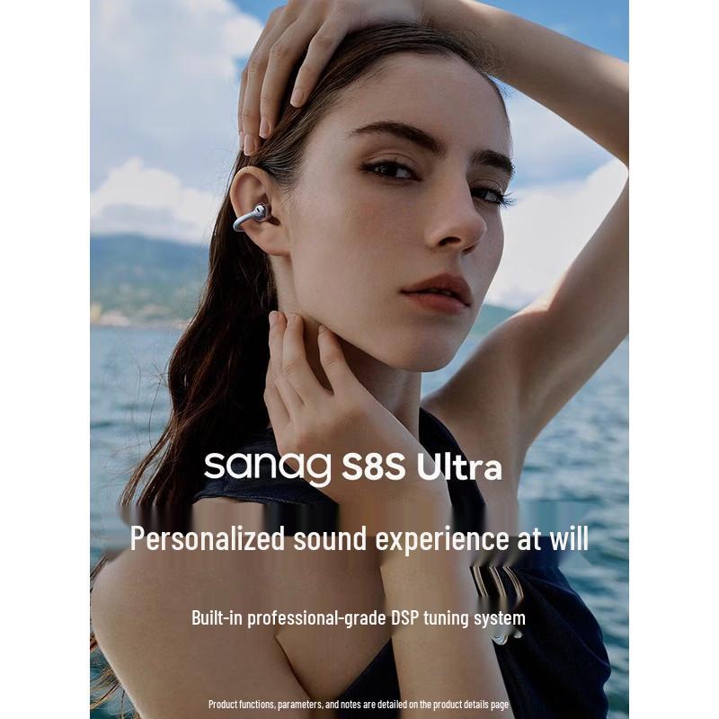 Спортивная Bluetooth-гарнитура Sanag S8S Ultra с AI-переводом, зажим для уха
