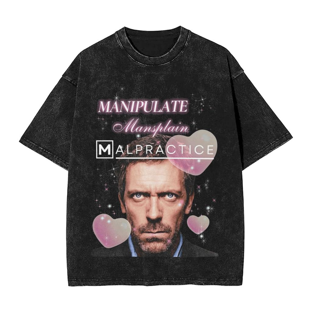Harajuku Washed Shirts House MD Dr Gregory House Outfit Vintage TShirts Harajuku Streetwear Short Sleeve Summer Tee Shirt