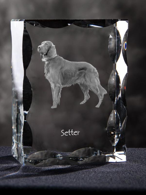 English setter, Lawerack, Laverack I - crystal with a picture of a dog, glass statuette with a picture, unique frame with a picture from Art-Dog brand