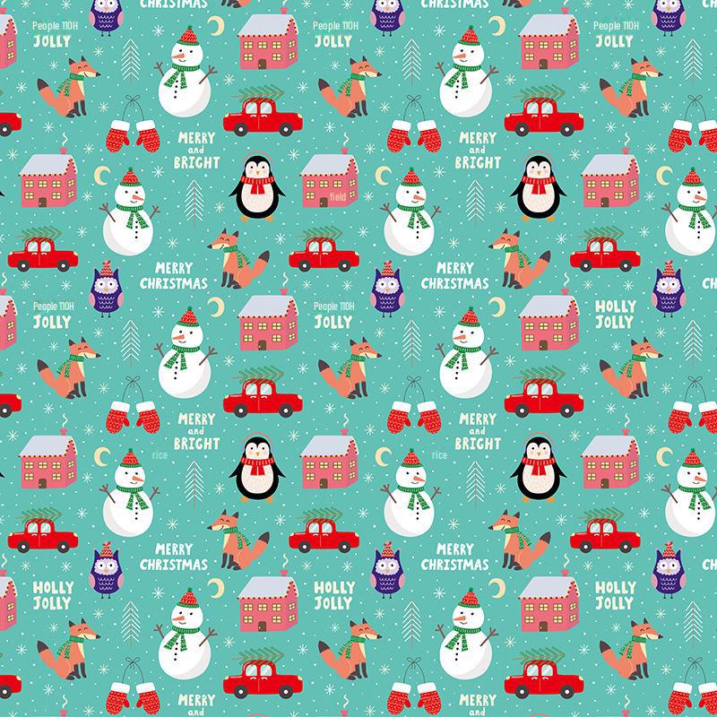 Рождественская подарочная упаковка: Плотная мелованная бумага с деревьями и лосями