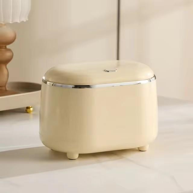 Мини настольный мусорный бак с крышкой, светлый, роскошный пластиковый пресс-тип мусорного бака для ванной комнаты, офиса, спальни, гостиной