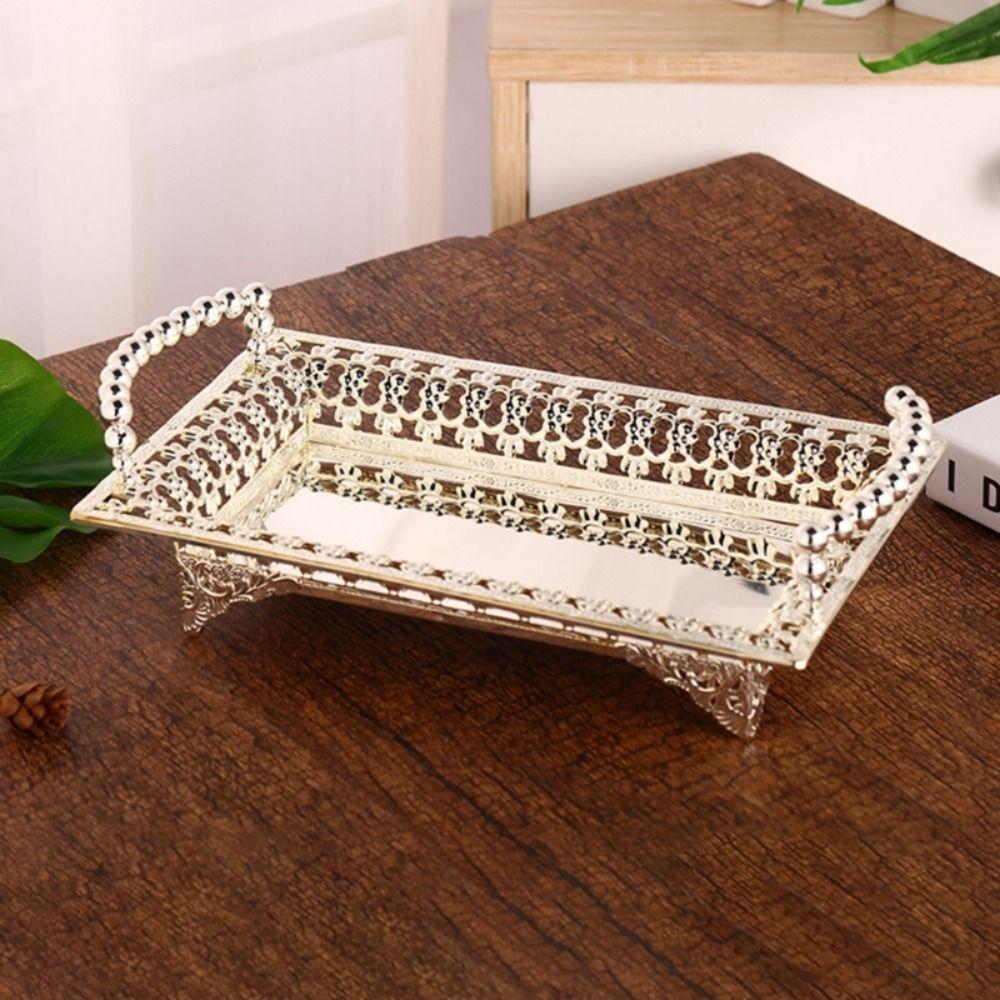 Полая металлическая фруктовница ручной работы, поднос для хранения закусок, тарелка для послеобеденного чая в стиле легкой роскоши, торт