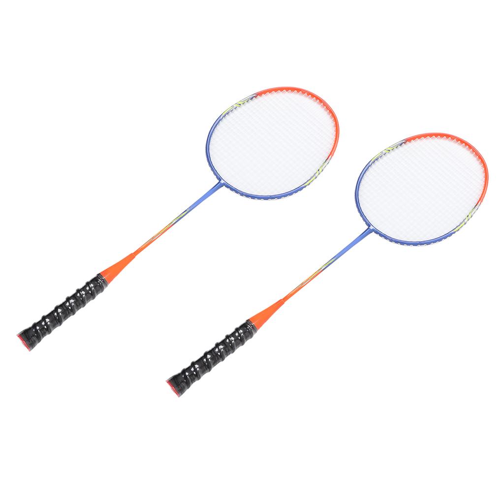 2 Pcs Badminton Racket Ferroalloy One Piece Skidproof Handle Orange Badminton Racquets Set for
