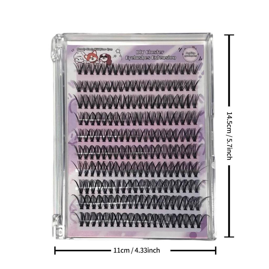 Natural-Look 30D Dense Ten-Row DIY Cluster False Eyelashes - Lightweight & Curled for Easy Grafting